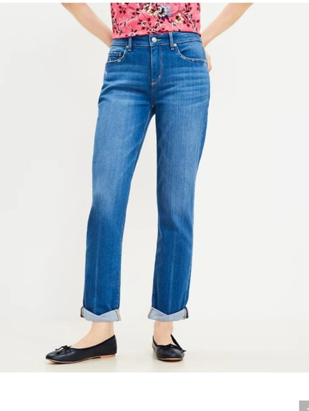 Loft Medium Wash The Girlfriend Straight Leg Jeans